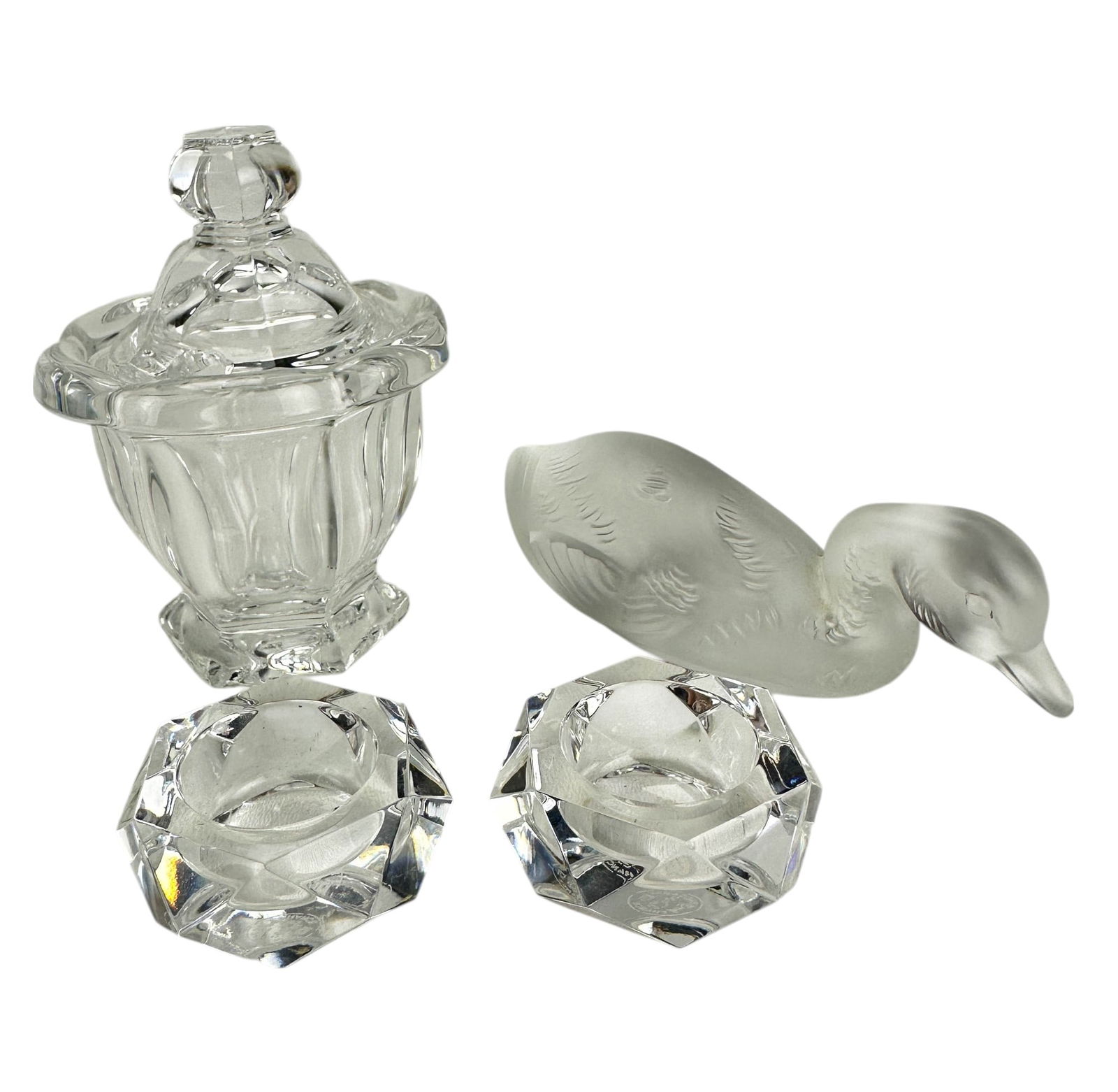 Baccarat Crystal Mayo Pot Salt Dip & Duck Figurine (1 of 5)