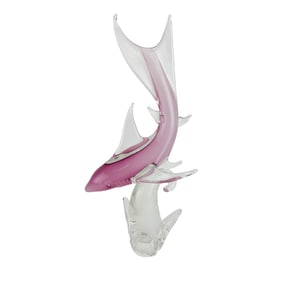 Murano Art Glass Pink caused Reef Shark Sculpture