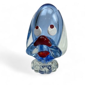 Fratelli Toso Murano Art Glass Dog Face Sculpture
