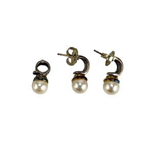 David Yurman 18K Sterling Pearl Earrings & Pendant