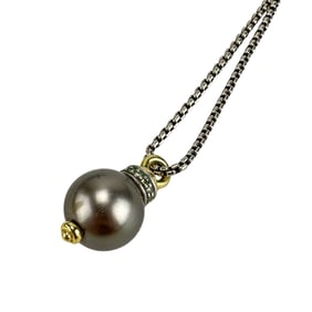 David Yurman 18K Sterling Pearl Pendant Necklace