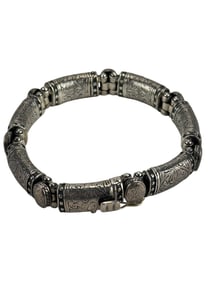 Konstantino Sterling & 18K Engraved Link Bracelet