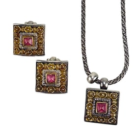Konstantino Sterling 18K Earrings Pendant Necklace