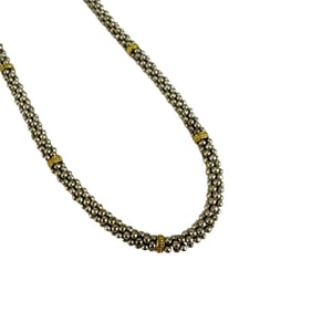 Caviar 18K Yellow Gold Sterling 925 Bead Necklace