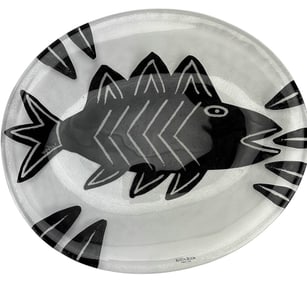 Kosta Boda Ulrica Hydman Glass Fish Tray SIGNED