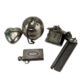 Sterling & 900 Silver Clock Infuser Heart Box 4pc