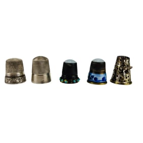 5 Sterling Silver Enamel Seamstress Sewing Thimble