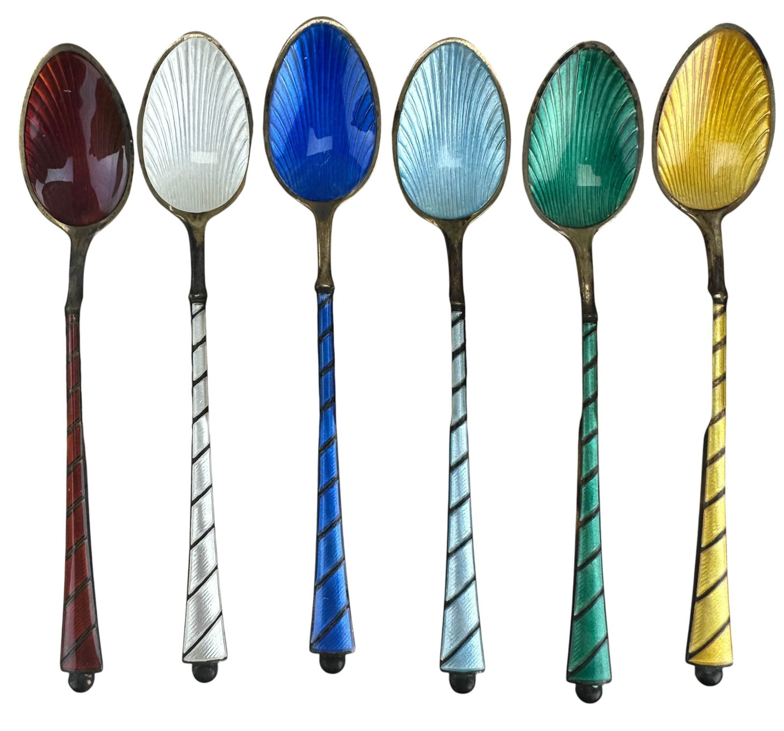 6 Ela Denmark Sterling Enamel Demitasse Spoons Box (1 of 3)