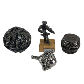 Sterling Judaica Sculpture Dreidel candle holder 4p