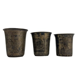 Russian 84 Silver Jewish Judaica Kiddush Wine Cups