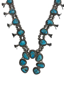 American Indian Sterling Turquoise Squash Blossom