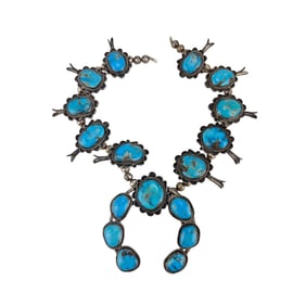American Indian Sterling Turquoise Squash Blossom
