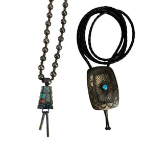 American Indian Sterling Necklace Pendant Bolo Tie