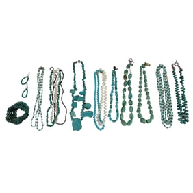 Turquoise Pearl Necklace Bracelet & Earrings LOT
