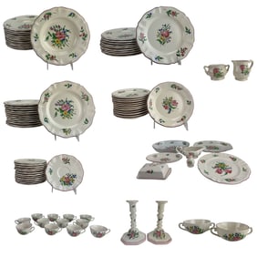 Luneville French Porcelain Dinnerware 83 Piece SET