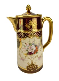 Dresden Style Porcelain Floral Gold gilt Coffeepot