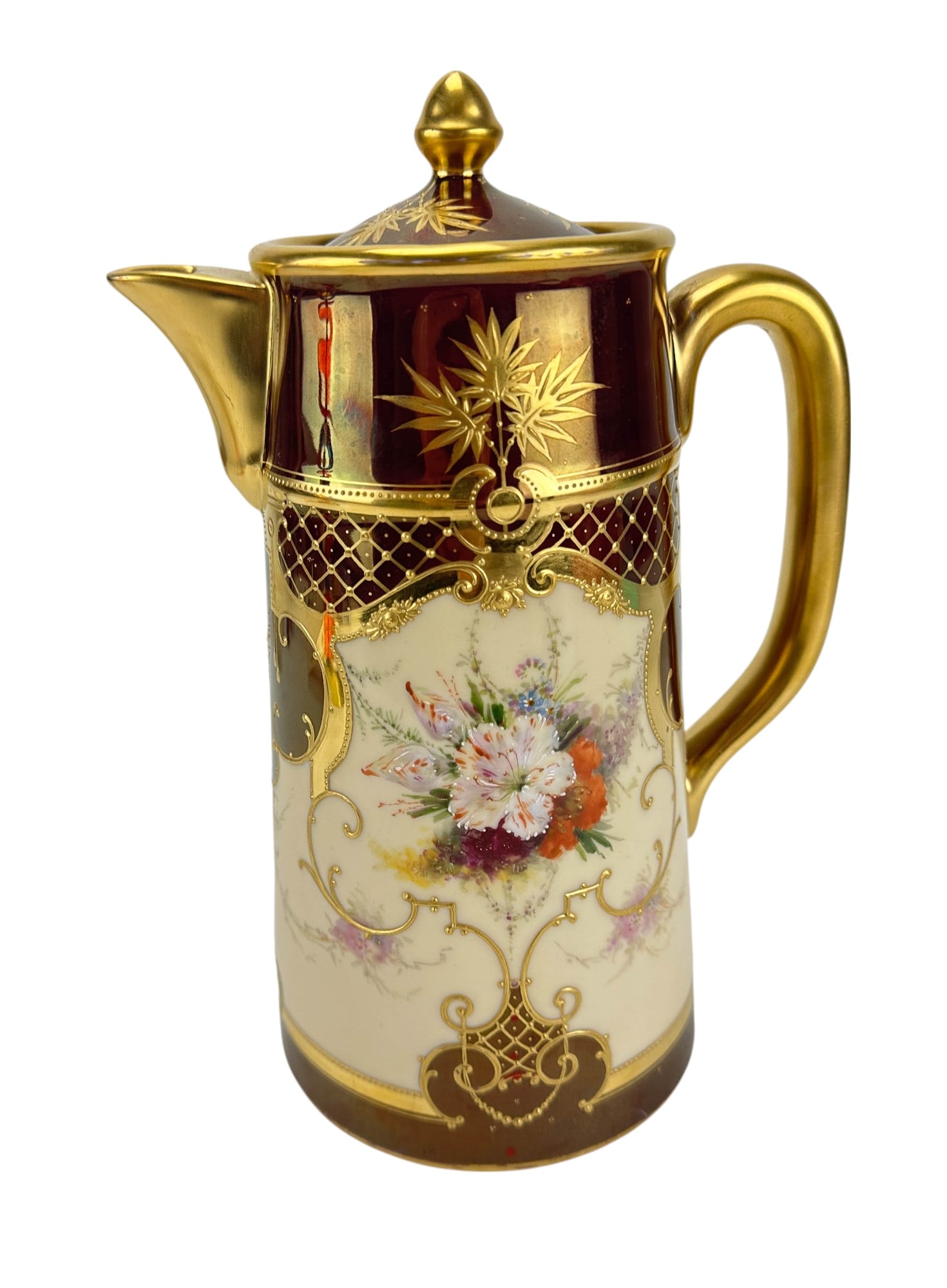 Dresden Style Porcelain Floral Gold gilt Coffeepot (1 of 6)