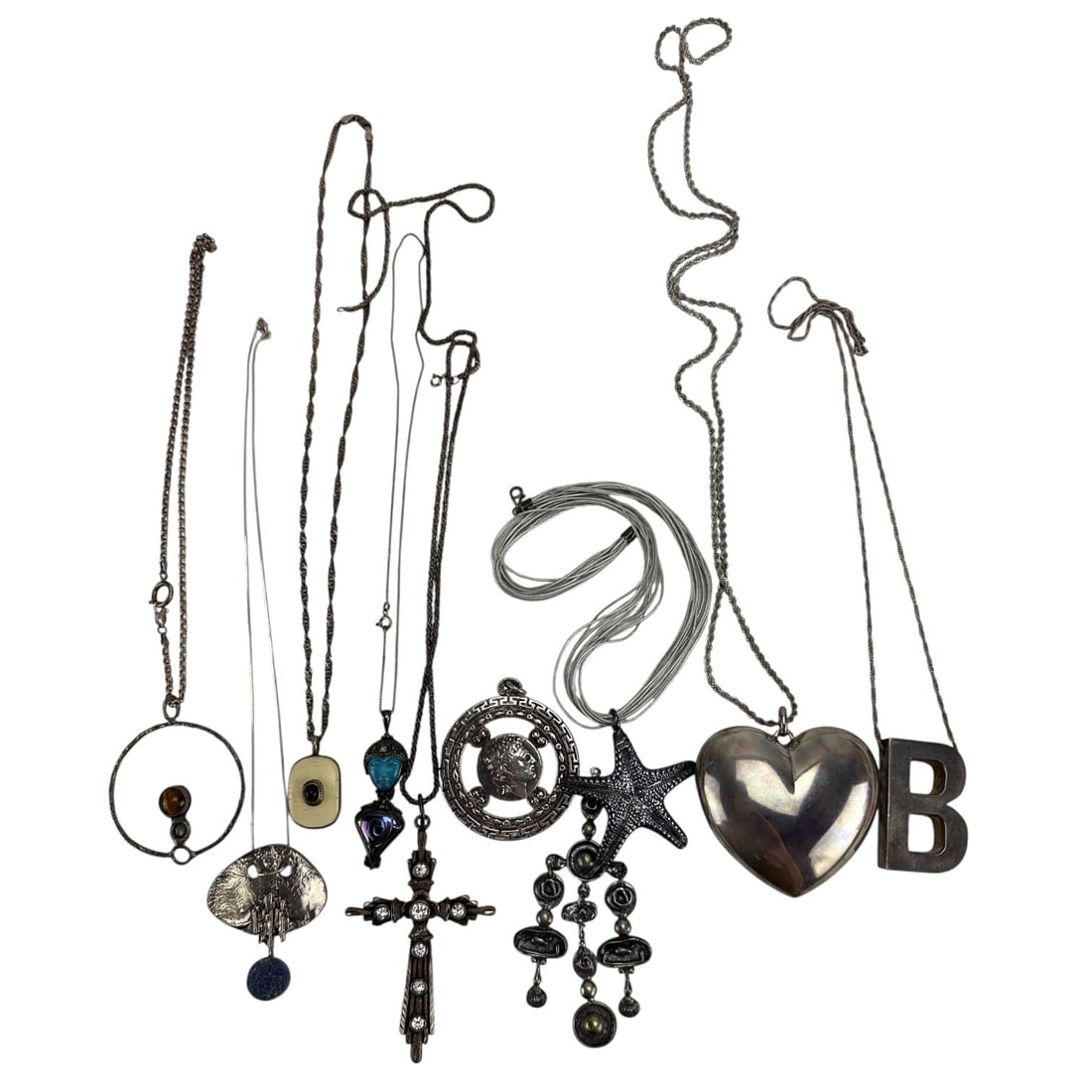 Sterling Gemstone Crystal Pendant Necklace 9pc LOT (1 of 5)