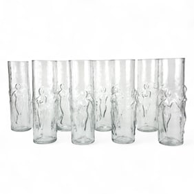 Libbey Glass La Femme Figural Nude Highballs 8pc