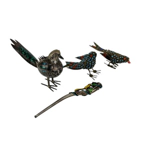Mexican Tibetan Bird Figurines Cigarette Holder 4p