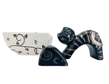 Emilia Castillo Silver Plated Ceramic Shaker Dish 2p