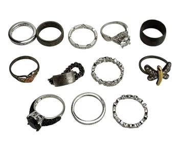 Sterling Silver 925 Clear Crystal Rings Estate Lot