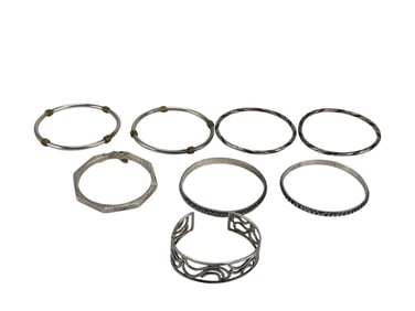 Sterling Silver 925 Round Bangle Bracelet 8pc LOT