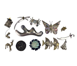 Sterling Silver 925 Brooch Pin 11pc ESTATE LOT