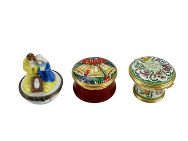 Halcyon Days Nativity Enamel Porcelain Trinket Box