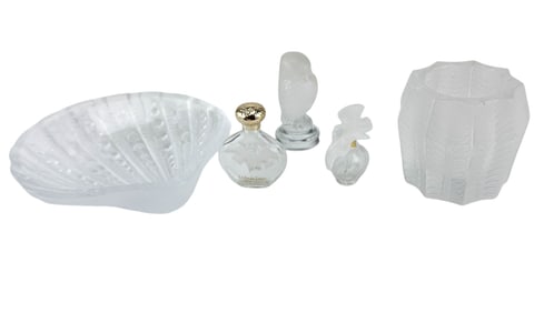 Lalique Toothpick Holder Seal Dish Mini Bottles 5p