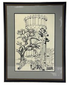 Architectural Cityscape Watercolor Painting SIGNED