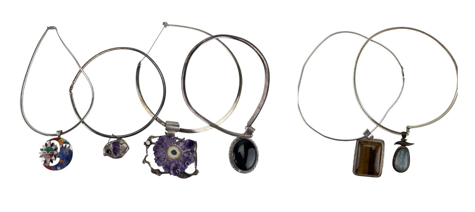 Sterling Amethyst Tiger Eye Pendant Necklaces 6pc (1 of 10)