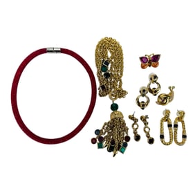 Swarovski Earrings Brooch Choker Necklace 6pc LOT