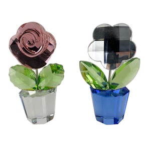 Swarovski Flower Clear Pink Rose Medium Figurines