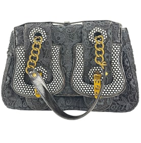 Fendi Black Lace Spy Bag Purse Y2K Era with Tag