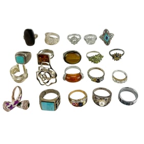 Sterling Silver Lot of 20 Vintage Rings 134 Grams