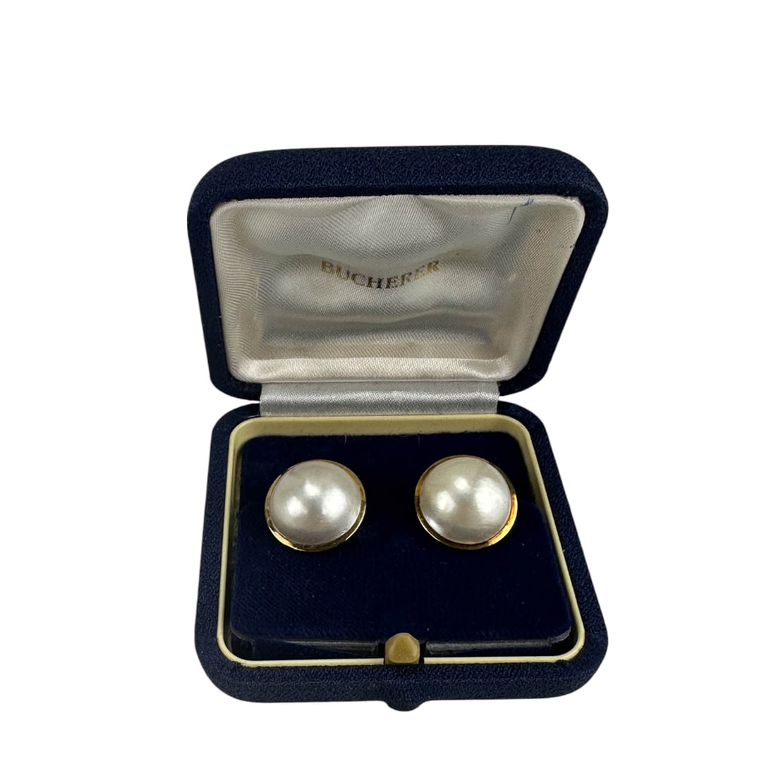 Bucherer 18K Gold Saltwater Mabe Pearl Earrings Or (1 of 4)