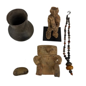 Pre Columbian Style Pottery Necklace Vase 5pc LOT