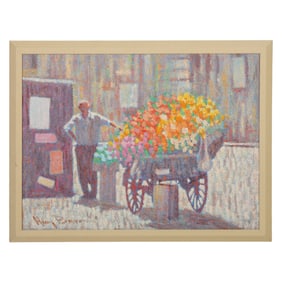 Henry Benson 1930-1998 The Flower Seller Painting