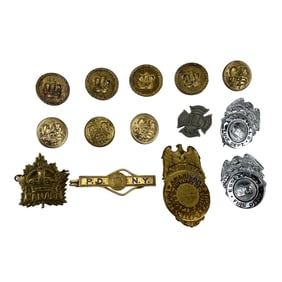 Police Fire Army DOJ Pin Badge Buttons ESTATE LOT