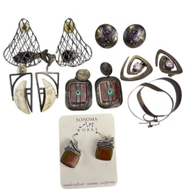 Sterling 925 Artisan Crafted Pierced Earrings 7 Or