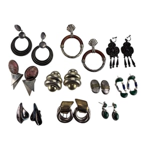 Sterling Silver Gemstone Earrings 10 Or ESTATE LOT
