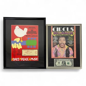 Woodstock a Jimi Hendrix Framed Music Memorabilia