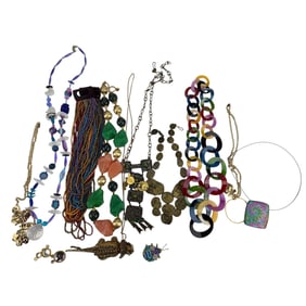 Costume Jewelry Beaded Necklace Pin Earrings 12pc