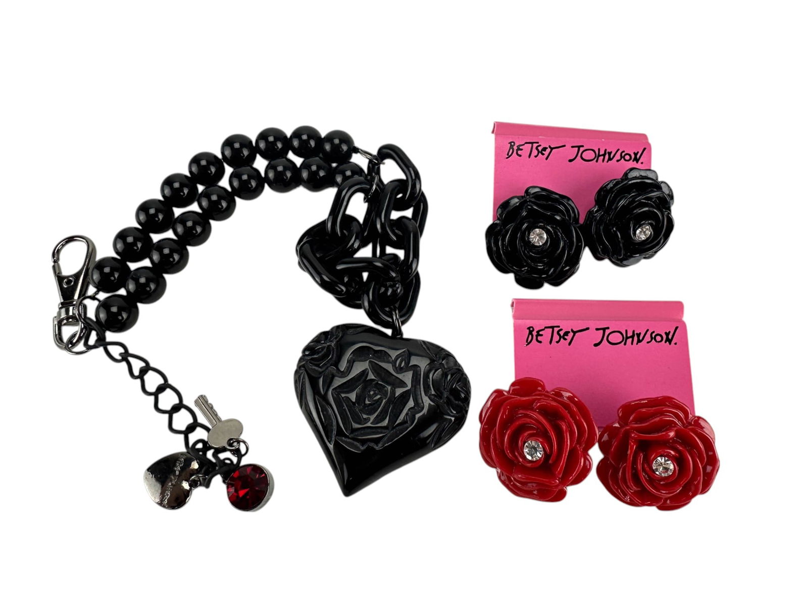 Designer Betsey Johnson Group Earrings Necklace (1 of 4)