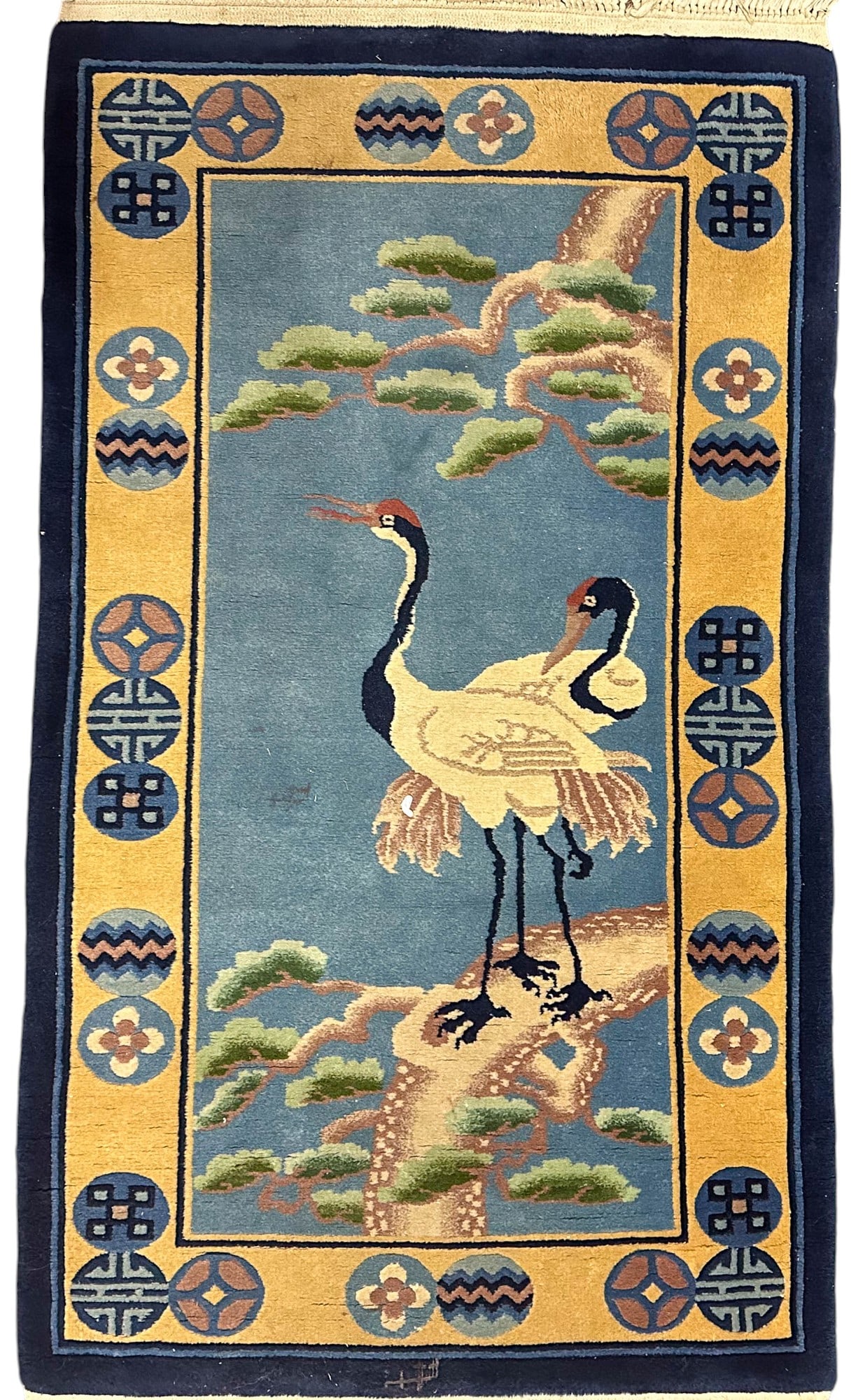 Chinese Peking Art Deco Style Rug with Crane Birds (1 of 6)