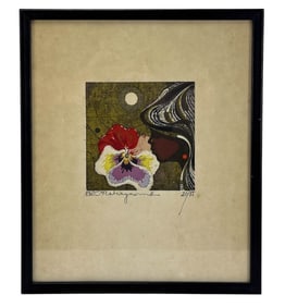 Tadashi Nakayama 1927-2014 Colored Woodblock Print