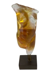 Amber Murano Glass Female Torso Sculpture SIGNED