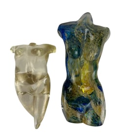 Karen Naylor Nude Female Glass Torso Sculpture LOT