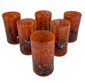 Murano Style Spatterware Confetti Glass Tumbler 6p